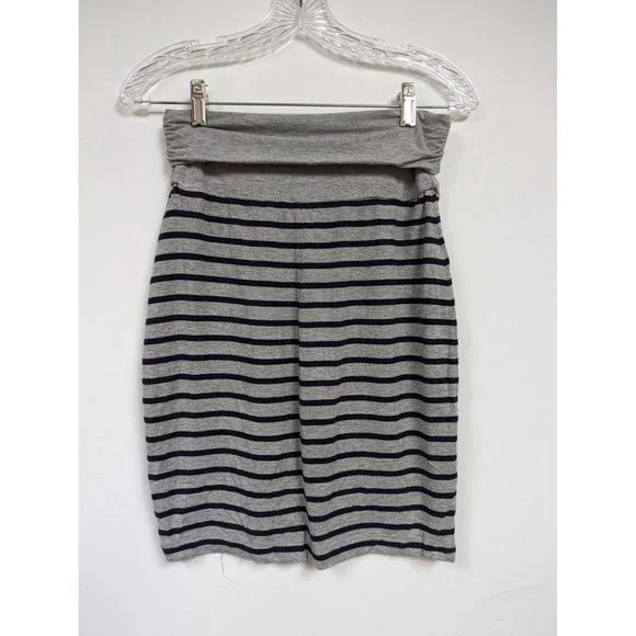 GAP Womens Navy Blue Gray Skirt Size XS X-Small Striped Pencil - Picture 2 of 5